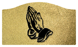 DASHELL-516-BK-SH-GD Black Praying Hands Shimmer Gold Background